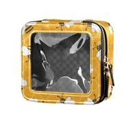ZRWLUCKY Bee Happy Good Luck Honey Pattern Clear Makeup Bag Beauty Bag con cerniera Borsa cosmetica con cerniera per viaggiare, ape felice buona fortuna Miele Modello