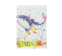 ZRWLUCKY Bella bandiera da giardino benvenuta balena 71 x 101,6 cm double face per esterni, cortile, casa, prato, portico, vacanza, grandi bandiere di decorazione stagionale