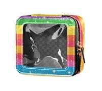 ZRWLUCKY Bella borsa per il trucco trasparente a righe colorate per borsa da viaggio per articoli da toeletta piccola borsa cosmetica per borsa da viaggio, bella striscia colorata, Bella striscia