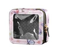 ZRWLUCKY Bella dolce farfalla pesca carino trucco borsa trasparente borse da viaggio per articoli da toeletta cosmetici borsa per le donne, belle dolci farfalle pesca, Bellissime farfalle dolci pesca
