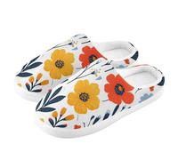 ZRWLUCKY Bellissimi piccoli fiori bianchi da uomo donna morbida pantofole da casa con memory foam lavabile pantofole pelose calde accoglienti pantofole camera da letto