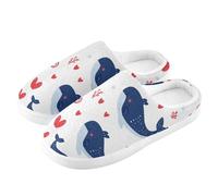 ZRWLUCKY Blue Valentine Whale Love, pantofole da casa da uomo e da donna, con memory foam, morbide e pelose, calde e accoglienti, per casa all'aperto