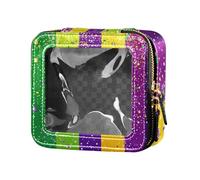 ZRWLUCKY Borsa da toilette con motivo semplice verde viola giallo trasparente borsa da toilette con cerniera borse cosmetiche per viaggiare, modello semplice verde viola giallo, Modello Semplice Verde