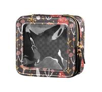 ZRWLUCKY Borsa da toilette trasparente con funghi rossi autunnali con cerniera organizer per il trucco per viaggiare, Funghi rossi autunnali