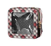 ZRWLUCKY Borsa da viaggio con motivo scozzese scozzese con motivo scozzese e bufalo natalizio, borsa da viaggio per articoli da toeletta con cerniera per viaggi, Christmas Buffalo Plaid Tartan Scozia