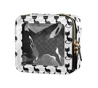 ZRWLUCKY Borsa da viaggio per cosmetici con gatto nero e bianco, carino, carino, carino, borsa da viaggio trasparente per articoli da toeletta per smalto per unghie borsa organizer per, gatto nero