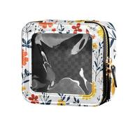 ZRWLUCKY Borsa da viaggio per cosmetici con uccelli di fiordaliso, organizer per cosmetici, organizer per volare, uccelli fiordaliso bianco, Fiori Fiordaliso Bianco