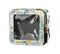 ZRWLUCKY Borsa da viaggio per cosmetici, motivo: stella alpina, trasparente, con motivo floreale, fiori stella alpina Glam