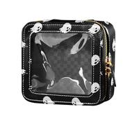 ZRWLUCKY Borsa da viaggio per trucchi con motivo "All Saints' Day" Happy Halloween Spooky Clear Small Makeup Bag da viaggio piccola borsa cosmetica per borsa per volare, modello Tutti i Santi Happy