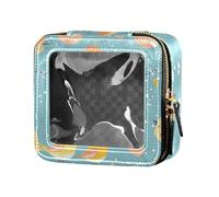 ZRWLUCKY Borsa per il trucco con famiglia di uccelli felice, blu trasparente, per articoli da toeletta, borsa per la cura della pelle per donne, famiglia di uccelli felice blu, Famiglia di uccelli
