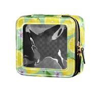 ZRWLUCKY Borsa per il trucco trasparente ad acquerello giallo oro limone albero frutta foglie borsa per il trucco per borsa impermeabile da viaggio borsa cosmetica con cerniera per viaggiare,