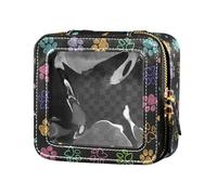 ZRWLUCKY Borsa per trucco trasparente colorata con zampa di scarabocchio per borsa da viaggio impermeabile borsa da toilette organizer per trucco per le donne, Zampa colorata Doodle