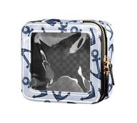 ZRWLUCKY Borsa per trucco trasparente impermeabile blu marino acquerello borsa da toilette borse cosmetiche per viaggi, Acquerello Blu Navy Ocean