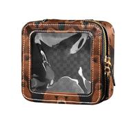 ZRWLUCKY Brown Bear Clear Makeup Bag Small Travel Bags per articoli da toeletta Mini contenitori per trucco da viaggio, Orsetto marrone.