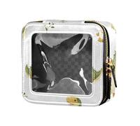 ZRWLUCKY Carino Piccolo Dino Bianco Trasparente Viaggio Makeup Bag Borse da Viaggio per Articoli da toeletta Borse Organizzatore in Pelle per Viaggiare, carino piccolo Dino bianco, Simpatico piccolo