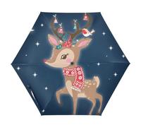 ZRWLUCKY Cervo di Natale nella notte tre pieghevole blocco automatico UV ombrello per viaggio vento automatico aperto chiuso leggero compatto ombrello da golf