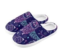 ZRWLUCKY Ciabatta da casa da uomo e donna con gufi carini Boho viola Halloween con memory foam pelosa pantofola accogliente camera da letto pantofola, Carino Gufi Boho Viola Halloween, 6-7 Wide