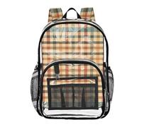 ZRWLUCKY Clear Kid Zaino Scuola Trasparente Zaino Con Tasca Laterale Trasparente PVC Back Pack Modello A Scacchi, Taglia Unica, Motivo a Scacchi, Taglia Unica, Motivo scozzese, One Size