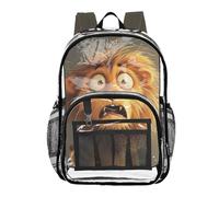 ZRWLUCKY Clear Kid Zaino Trasparente Per La Scuola Per Le Ragazze Adolescenti Trasparenti Heavy Duty Zaini Cartone Animato Leone, Fear Leone, Taglia Unica, Cartone Animato Leone Ansia, Taglia Unica