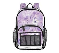 ZRWLUCKY Clear Zaini Per Bambini Zaino Per La Scuola Trasparente Per I Ragazzi Trasparente Trasparente Trasparente Pesante Trasparente Sacchetto Floreale Viola, Fiori Viola, Taglia Unica, Fiori Viola