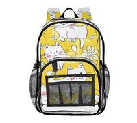 ZRWLUCKY Clear Zaino Scuola Media Zaino Trasparente Per La Scuola Per Le Ragazze Trasparente Heavy Duty Zaino Carino Chartreuxcats Giallo, Carino Chartreuxcats Giallo, Taglia Unica, Carino