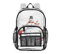 ZRWLUCKY Clear Zaino Scuola Trasparente Zaini Per Bambini Per Adulti Trasparente PVC Zaino Frosty Pupazzo di Neve Modello Bianco, Modello Pupazzo di Neve Bianco, Taglia Unica, Modello Pupazzo di Neve