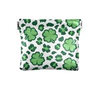 ZRWLUCKY Clover Leopard St Patrick's - Portamonete da donna, in pelle, mini borsa per il trucco, Clover Leopard St Patrick's, 4.33"(L) x 3.74"(W) x 0.39"(H), Stampa