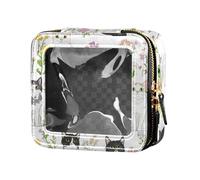 ZRWLUCKY Curl Cats Garden White Cute Makeup Bag Clear Toiletry Bags Leather Organizer Borse per Viaggi, Curl gatti giardino Bianco