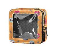 ZRWLUCKY Day Dead Pattern Sugar Cute Travel Makeup Bag Clear Borse da viaggio per articoli da toeletta Mini contenitori per trucco per le donne, giorno morto modello zucchero