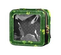 ZRWLUCKY Dreamy Clovers - Piccola trousse per trucchi in pelle verde trasparente, piccola borsa per cosmetici per viaggi, trifogli sognanti verde, Dreamy Clovers Verde
