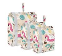 ZRWLUCKY Estate Carino Gatti Anguria 3 Set di Imballaggio Borse Da Viaggio Pieghevole Valigia Organizer Bag Set Borse Deposito E Organizzazione, Summer Cute Cats Anguria, Taglia unica, moderno