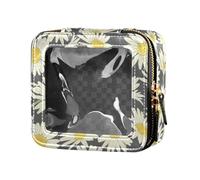 ZRWLUCKY Fiore Motivo Floreale Camomilla Carino Bianco Trasparente Piccola Borsa Trucco Borse da Viaggio per Articoli da toeletta Mini Contenitori Trucco per Volare, fiore Motivo floreale camomilla