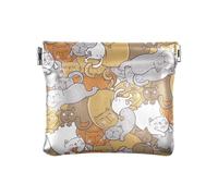 ZRWLUCKY Gatto divertente arancione e grigio PU pelle piccola moneta fantasia organizzatore sacchetti per donne ragazze, Multicolore, 4.33"(L) x 3.74"(W) x 0.39"(H), Stampa