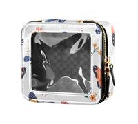 ZRWLUCKY Graziosa borsa per il trucco con farfalla e pianta, bianca, trasparente, piccola borsa da toilette per cosmetici, per volare, graziosa farfalla e pianta bianca, Farfalla carina e pianta