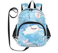 ZRWLUCKY Graziose orecchie carine piccoli zaini cintura bambina zaino scuola elementare personalizzato anti-perso con striscia riflettente carino pesce blu, carino pesce blu, taglia unica, Carino