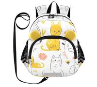 ZRWLUCKY Graziose orecchie per bambini borsa da scuola cintura ragazzi/ragazza zaino personalizzato anti-smarrimento per esterni con striscia riflettente simpatico gatto motivo linea gialla, motivo