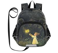 ZRWLUCKY Grazioso zaino per la scuola con orecchie carino cintura per bambine zaino personale personalizzato anti-smarrimento con striscia riflettente luci lucciole e notte estiva, luci lucciole e