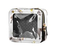 ZRWLUCKY Happy Donkey e fiore giallo trasparente piccola borsa per il trucco per borsa impermeabile da viaggio borsa da toilette mini contenitori per il trucco da viaggio, asino felice, e, fiore