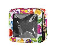 ZRWLUCKY Happy Easter Egg Pattern Clear Travel Makeup Bag Leather Toiletry Bag Skin Care Bag per viaggio, Modello di uovo di Pasqua felice