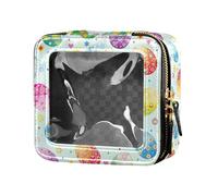 ZRWLUCKY Happy Easter Pattern Colorful Eggs Perfect Waterproof Clear Makeup Bag Borse da viaggio per articoli da toeletta Cosmetici Organizer Case per Volare, Uova colorate con motivo pasquale felice