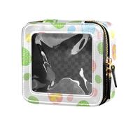 ZRWLUCKY Happy Easter Pattern Cute Colorful Eggs Clear Mini Makeup Bag Travel Toiletry Bag Portable Make Up Organizer per le donne, Buon modello pasqua carino uova colorate