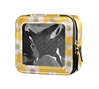 ZRWLUCKY Honey Bees Happy Good Luck Daisy Tessuto Giallo Trasparente Make Up Bag Borse da viaggio per articoli da toeletta Borsa per la cura della pelle da viaggio, tessuto ape miele felice buona