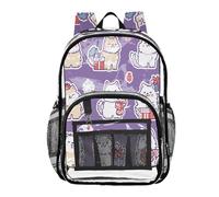 ZRWLUCKY Kid Zaino trasparente per bambini Zaini per la Scuola per Ragazze Adolescenti Borsa Pesante Trasparente Pesante Gatti e Regalo Viola, Laperm Gatti e Regalo Viola, Taglia Unica, Gatti Laperm e