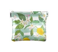 ZRWLUCKY Lemon Tropic Frutti Foglie Fiori Piccola Borsa da Donna in Pelle Borsa per Cosmetici Fantasia per Ragazze Donne Signore, Lemon Tropic Frutta Foglie Fiori, 4.33"(L) x 3.74"(W) x 0.39"(H),