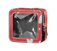 ZRWLUCKY Love Hearts Sfondo Rosso Trasparente Makeup Bag Borse da Viaggio per Articoli da toeletta Cosmetici Borsa con Cerniera per Volare, Amore Cuori sfondo rosso