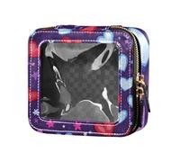 ZRWLUCKY Love Red and Stars - Beauty case trasparente da donna, con scritta "Love Red and Stars", colore: rosso e stelle, Love Red e Stars