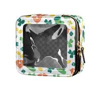 ZRWLUCKY Lucky Green Clover Pattern Monete Trasparente Piccola Borsa Trucco Impermeabile Viaggio Toiletry Bag Cosmetici Borse Organizzatore per le Donne, fortunato, verde, trifoglio, modello, monete