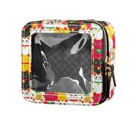 ZRWLUCKY Maneki Neko, mini trousse trasparente con motivo gatto felice, trasparente, impermeabile, da viaggio, con cerniera, da viaggio, maneki neko gatto felice modello
