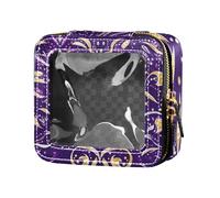 ZRWLUCKY Mardi Gras Curve Viola Trasparente Trucco Organizer Bag Toiletry Bag Travel Cosmetic Case per Viaggi, Mardi Gras curve viola, Mardi Gras Curve Viola