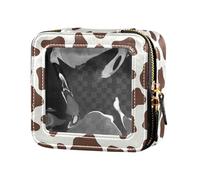 ZRWLUCKY Marrone e Bianco Mucca Pattern Cute Makeup Case Bag Clear Toiletry Bags Cosmetic Bag per Volare, Motivo mucca marrone e bianco
